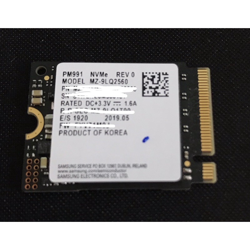 Samsung 三星 PM991 NVME 2230 M.2 SSD 256G