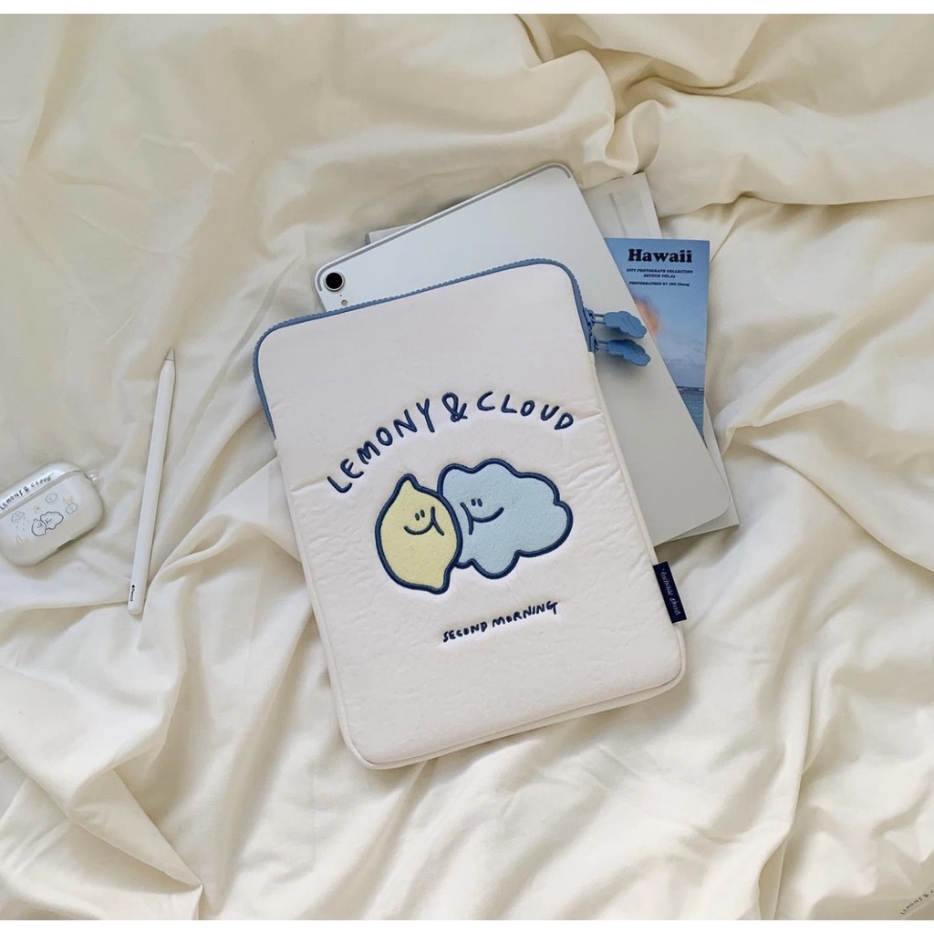 『鬆餅熊』韓國訂製second morning可愛 雲朵檸檬 電腦包 收納包 筆電包 11吋 12.9吋 15吋