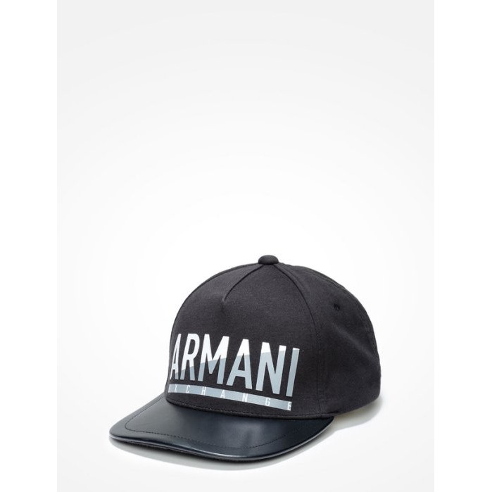 美國百分百【全新真品】Armani Exchange 阿曼尼 配件 鴨舌帽 棒球帽 AX 帽子 真皮 黑色 AE72