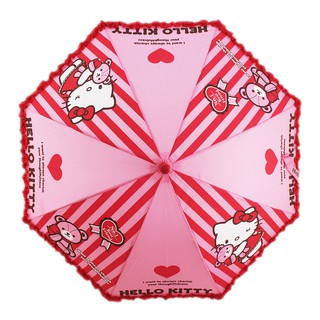 卡漫城 - Hello Kitty 童傘 蕾絲緞帶 條紋 小 ㊣版 兒童 雨傘 安全開傘設計 幼兒 凱蒂貓 雨具 三麗鷗