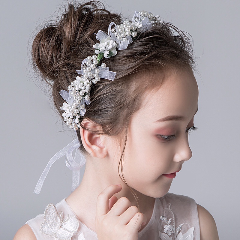 花環頭飾兒童森女系韓式奶白色頭花唯美手工女童髮飾韓式花童配飾
