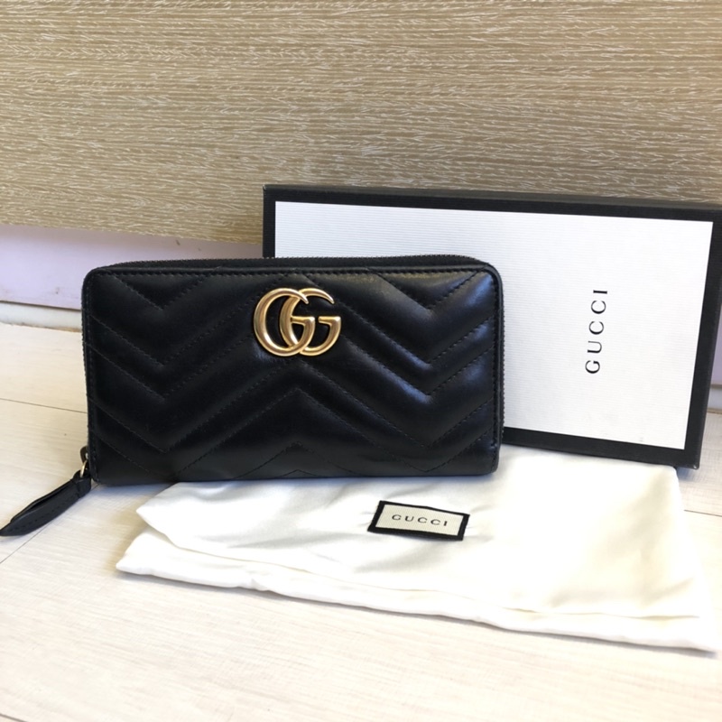 Gucci Marmont 馬夢系列拉鍊長夾 蝦皮購物