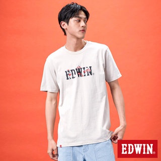EDWIN 中性款 網路獨家 插畫LOGO短袖T恤(淺卡其)