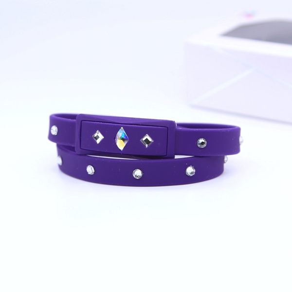 全新~~悠遊手環【神秘紫】使用17顆施華洛世奇水晶+防水矽膠 悠遊卡手環