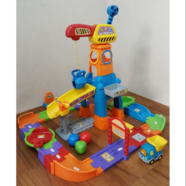 （限shuhuilee下標唷！)二手 Vtech 偉易達 嘟嘟車系列 建築吊車軌道組 聲光玩具 組裝 玩具車 貨車