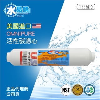 【水易購淨水 屏東店】美國進口OMNIPURE - 小T33後置顆粒活性炭濾心NSF認證*正品代理商公司貨*