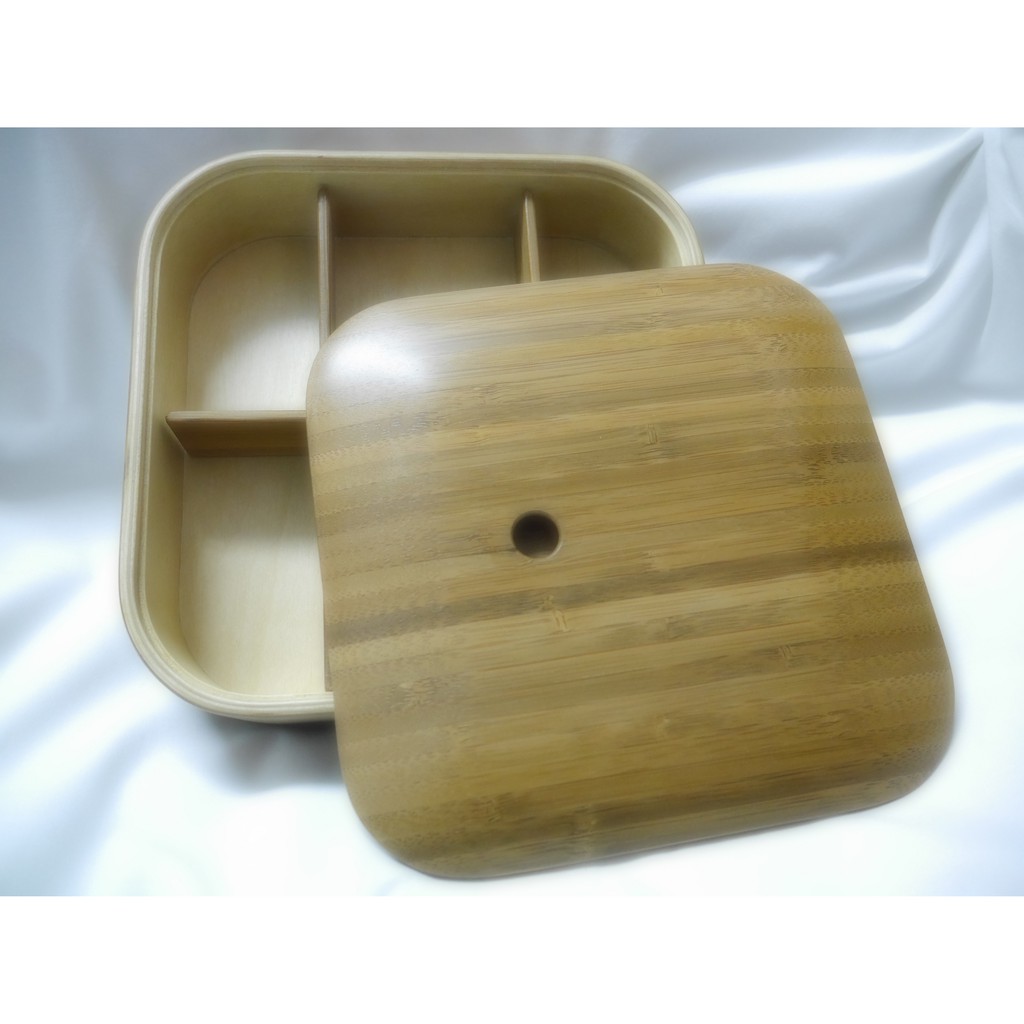 (限量贈送餐盒花布)台灣製造木製曲木便當盒+台灣黑竹蓋(限量)
