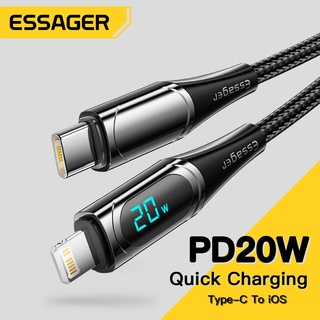 適用於 iP 13 12 Pro Max XR 8 PD 20W 的 Essager USB C 電纜, 用於 MBk
