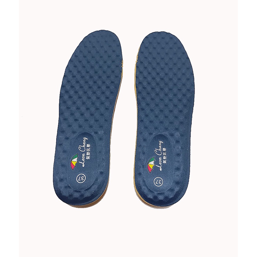 鞋材LeonChang 雨傘牌  專業彈力乳膠鞋墊 量身打造 吸濕排汗 抑菌防臭面襯 避震減壓 按摩顆粒藍色37號
