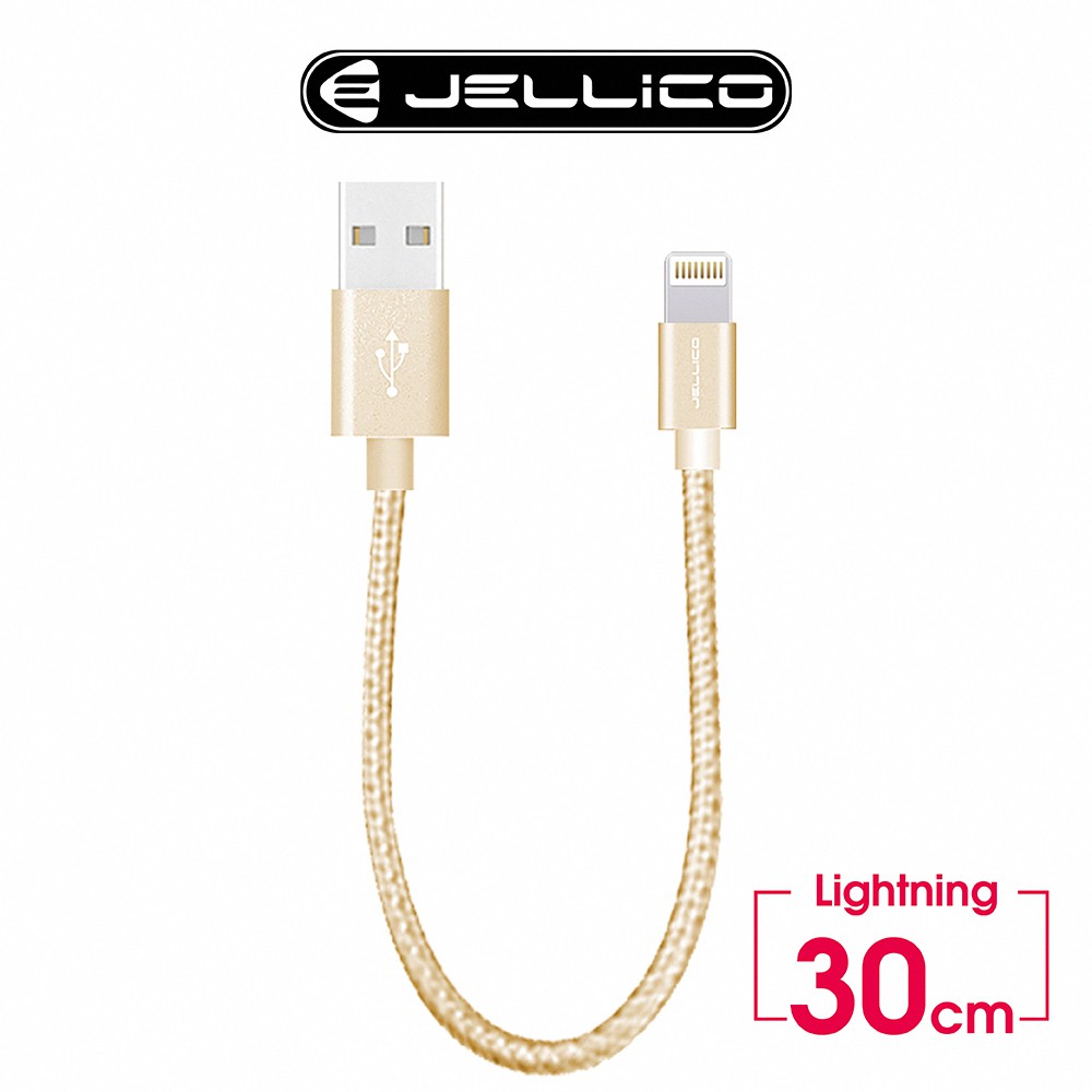 【極簡iPhone線】JELLICO Lightning 充電傳輸線 銀/金 (30cm) JEC-GS03