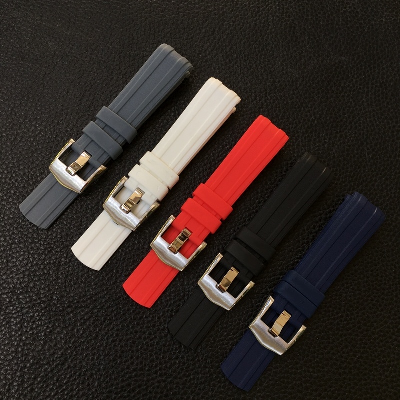 橡膠矽膠錶帶適合新款 Omega Seamaster 300 品牌手鍊 20mm 柔軟黑色藍色白色紅色灰色錶帶皮帶
