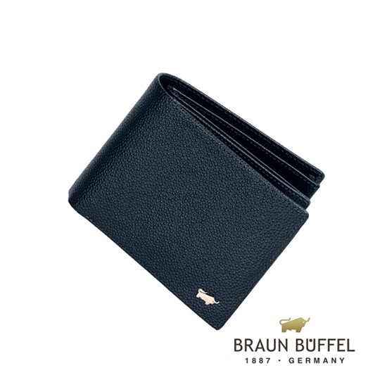 【BRAUN BUFFEL】德國小金牛HOMME-B系列12卡中翻短夾皮夾-藍色 牛皮 BF192-B322-NY