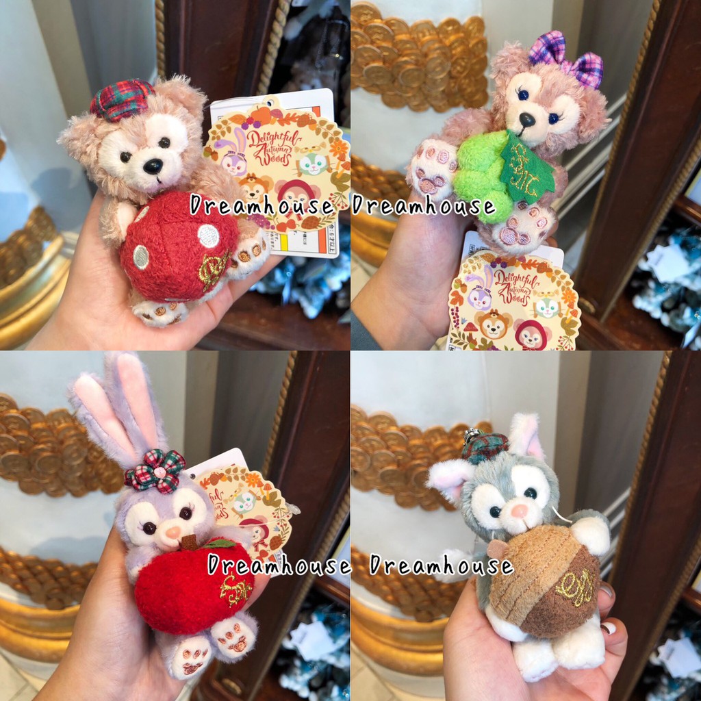 東京迪士尼 2019 秋季限定 達菲 雪莉玫 畫家貓 史黛拉兔 坐姿 吊飾娃娃