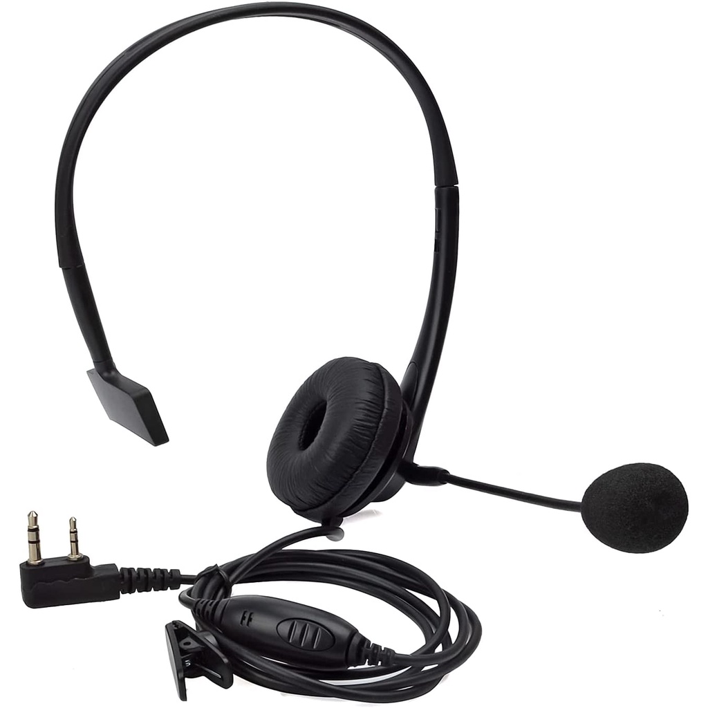 BAOFENG 對講機聽筒耳機帶可旋轉吊桿麥克風降噪頭戴式耳機兼容寶峰 UV-5R BF-888s Kenwood 2