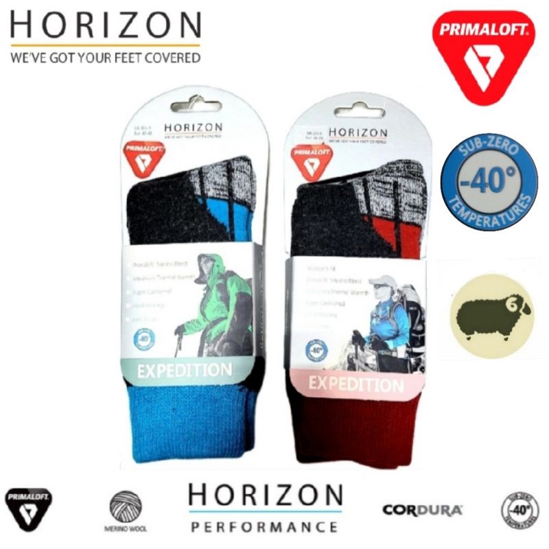 英國Horizon Expedition PrimaLoft® / 美利奴羊毛中統登山襪(零下40度超級保暖 排汗透氣)