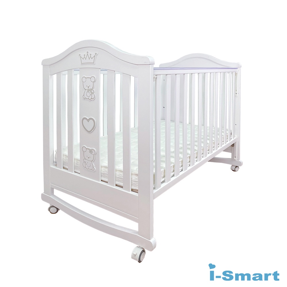 【i-Smart】熊可愛多功能嬰兒床/兒童床/成長床 精選兩件組 (大床-純白色) 本商品含床墊 商城旗艦館