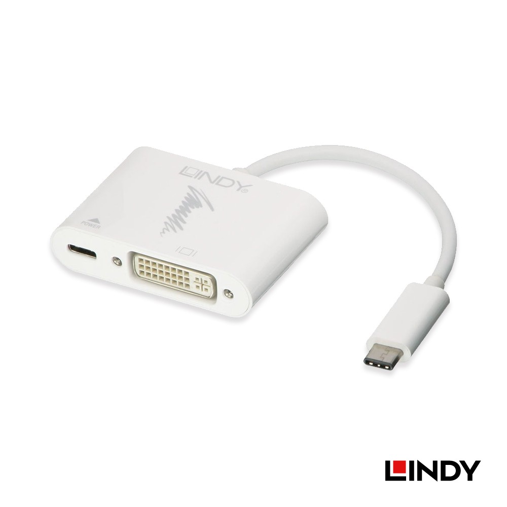 LINDY 林帝 43195 - 主動式 USB3.1 TYPE-C TO DVI轉接器帶PD功能 大洋國際電子