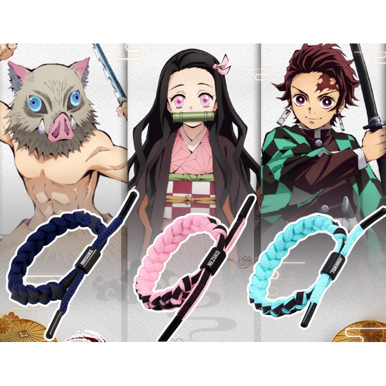 Mione 鬼滅之刃角色形象反光手環炭治郎伊之助禰豆子同人風格手繩手鍊 Cc061 蝦皮購物