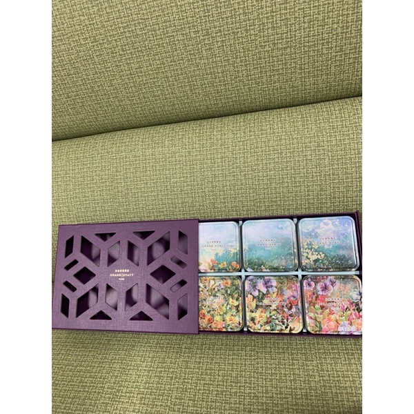 花卉鐵盒台北君悅酒店月餅鐵盒六個置物盒