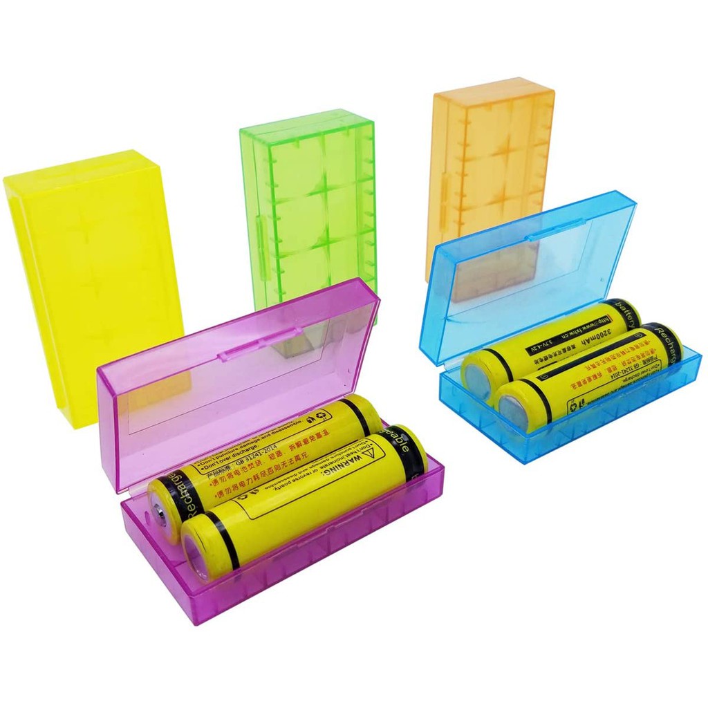 5 片透明彩色電池收納盒收納盒,適用於 18650 或 CR123A 電池收納盒