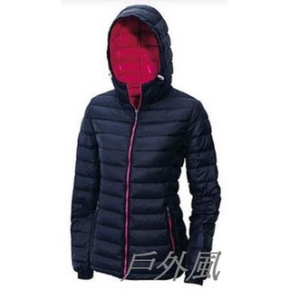 【荒野WILDLAND】女 700FP連帽輕羽絨衣 黑色