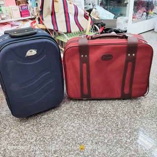 202*紅色復古ECHOLAG橫式行李箱約22吋 202*MCLLIN藍色帆布款旅行箱 行李箱約20吋
