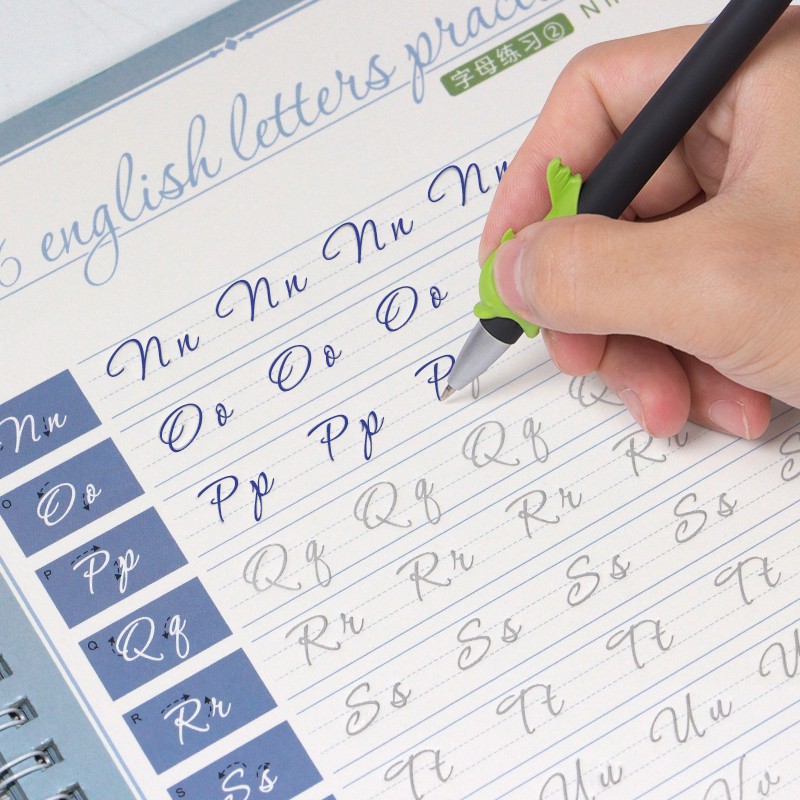 質美優品 兩本裝凹英文字帖英語字帖圓體花式花體練字帖成人楷書速成反復使用鋼筆硬筆書法練字本意大利斜體現貨