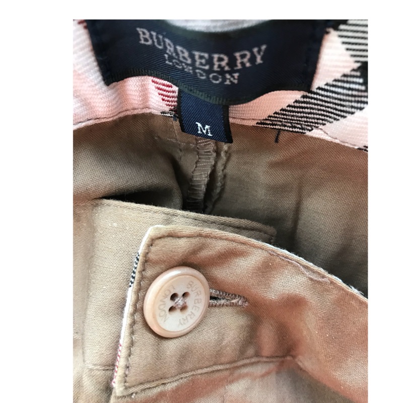 英國製Burberry長褲M,經典格菱粉色腰带帶，腰30、褲檔23cm,長94cm