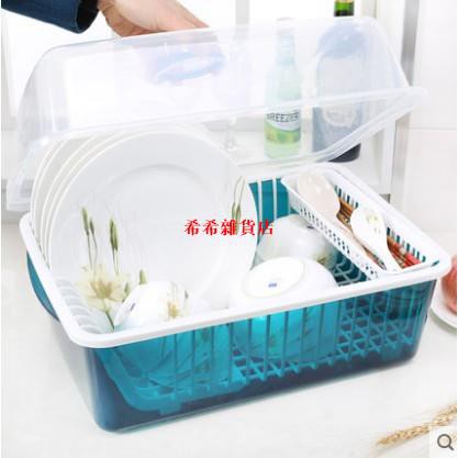 [希希]碗櫃塑膠廚房瀝水碗架帶蓋碗筷餐具收納盒放碗碟架滴水碗盤置物架