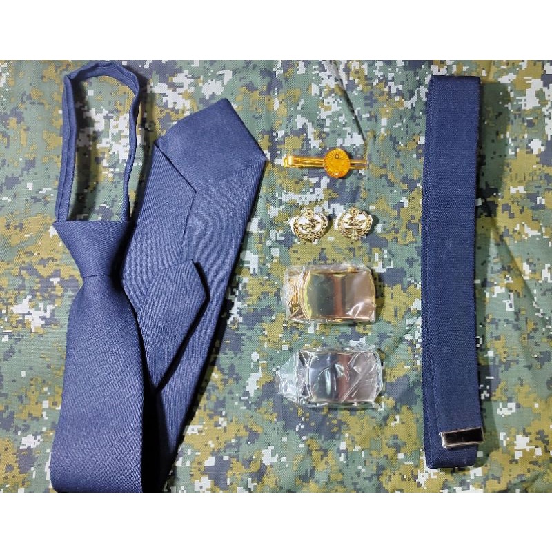海巡配件-領帶，銅質領章，銅扣，伸縮腰帶，領帶夾