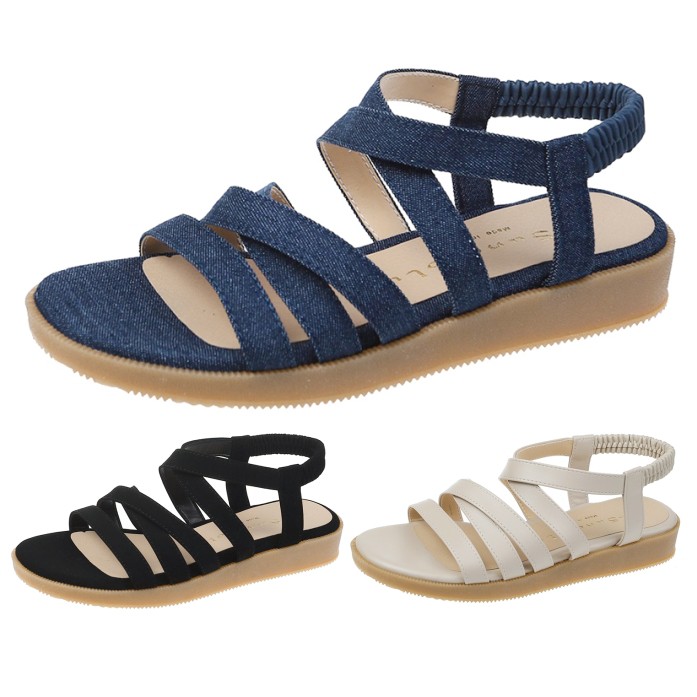 【白鳥麗子】涼鞋 MIT百搭素面交叉後鬆緊帶橡膠厚底鞋