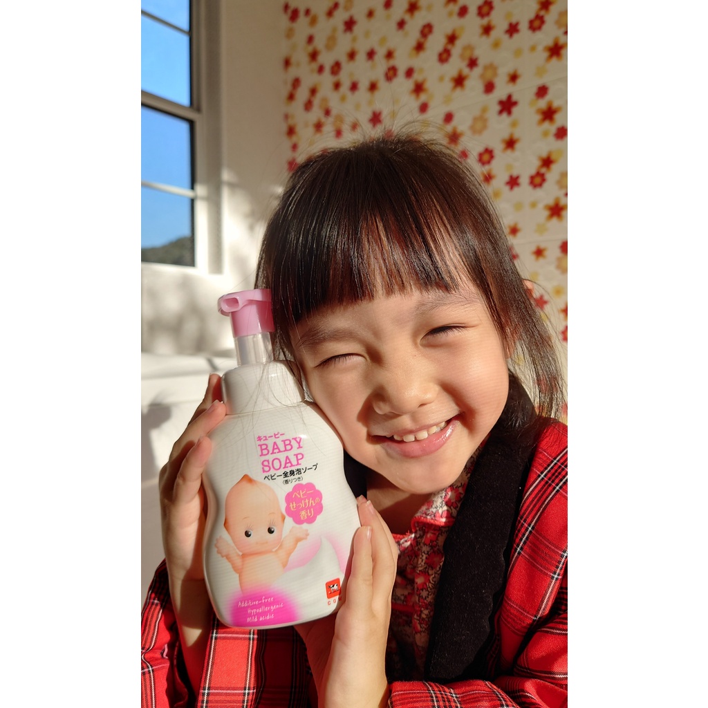 《希望之棲》【現貨】日本牛乳石鹼Q比嬰兒全身泡泡沐浴乳皂香洗臉\洗髮\洗澡 無添加低刺激配方