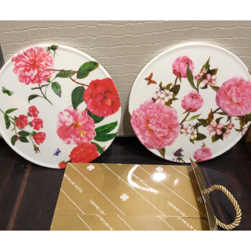 漢來飯店花蝶舞香 牡丹花 牡丹花 美耐皿圓形隔熱墊21cm 2入 蝦皮購物