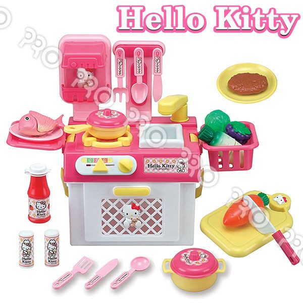 【玩具倉庫】【HELLO KITTY】流理台瓦斯爐玩具組←扮家家酒 扮家家酒/角色扮演 KT廚具 廚具組  手眼協調