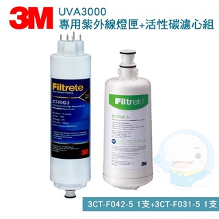 【3M】 UVA3000紫外線殺菌淨水器專用活性碳濾心 組合 (共2支組)【台灣優水淨水生活館】