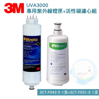 【3M】 UVA3000紫外線殺菌淨水器專用活性碳濾心 組合 (共2支組)【臺灣優水淨水生活館】