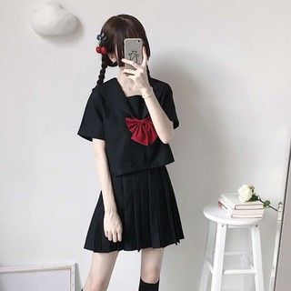 日本制服學生制服jk 制服韓國制服黑無本水手服女軟妹服日系jk制服裙學生長袖韓版不良上衣校服套裝 蝦皮購物
