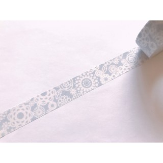 【分裝紙膠帶】日本 NICHIBAN 紙膠帶 PETIT JOIE 系列 - 灰色花朵 分裝 100cm