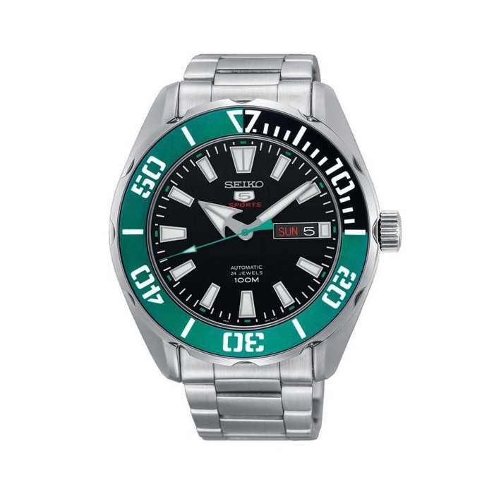SEIKO WATCH 精工5號湖水綠計分外圈日期星期自動上鍊機械鋼帶腕錶 型號：SRPC53K1