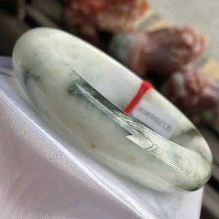 圈口58.1~【AH 004】(附中國A貨證書)冰糯種 飄花 A貨翡翠/緬甸玉手鐲~【古風糖心 出品】不議價