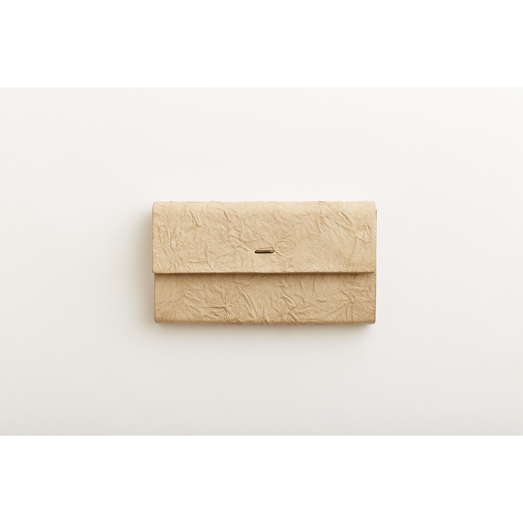 全新┋i ro se 日本製 paper craft 裸色豚革真皮長夾 皺褶系列 Paper Long Wallet