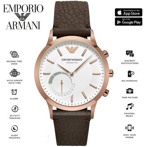 【第一鐘錶】Emporio Armani ART3002 SMARTWATCH 亞曼尼指針型智慧型腕錶/43mm/玫瑰金