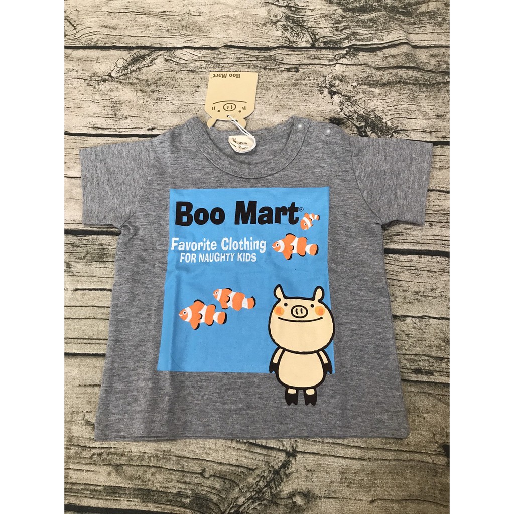 『現貨』全新吊牌未拆 日本 BOO MART 短袖 上衣 灰色 小丑魚 小豬 尺寸80