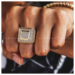 No Brand Studio Premier Square Diamond Ring / 方形滿鑽大方男戒指 嘻哈