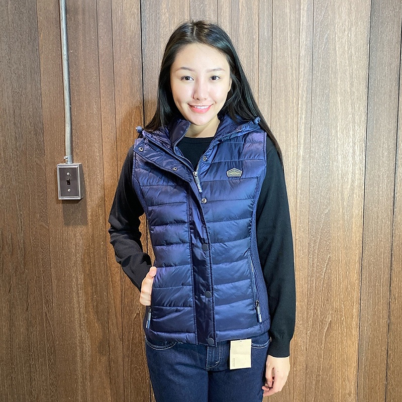 美國百分百【全新真品】Superdry 背心 極度乾燥 羽絨 SD 無袖 logo 女 帽子 深藍 M號 AY18