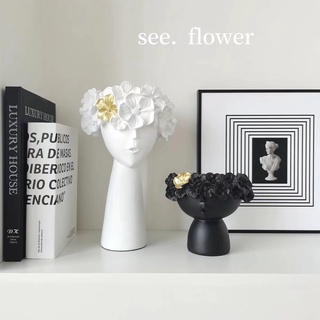 【SEE✿ FLOWER】北歐現代創意少女人物裝飾品擺件樣板間書櫃酒櫃軟裝擺設家居飾品 北歐創意輕奢風擺飾 客廳玄關家居