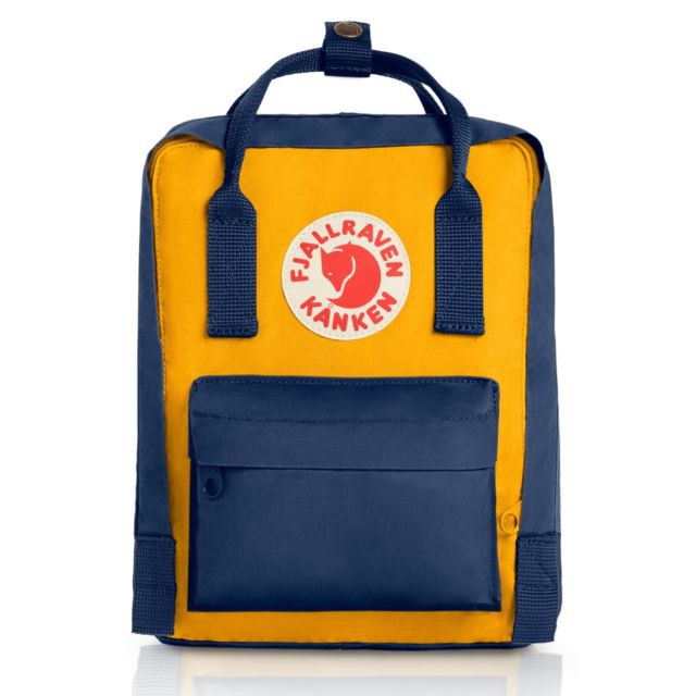 瑞典Fjallraven- F23561-560-141   Kanken Mini 復古後背包 小型方型書包-深藍/黃