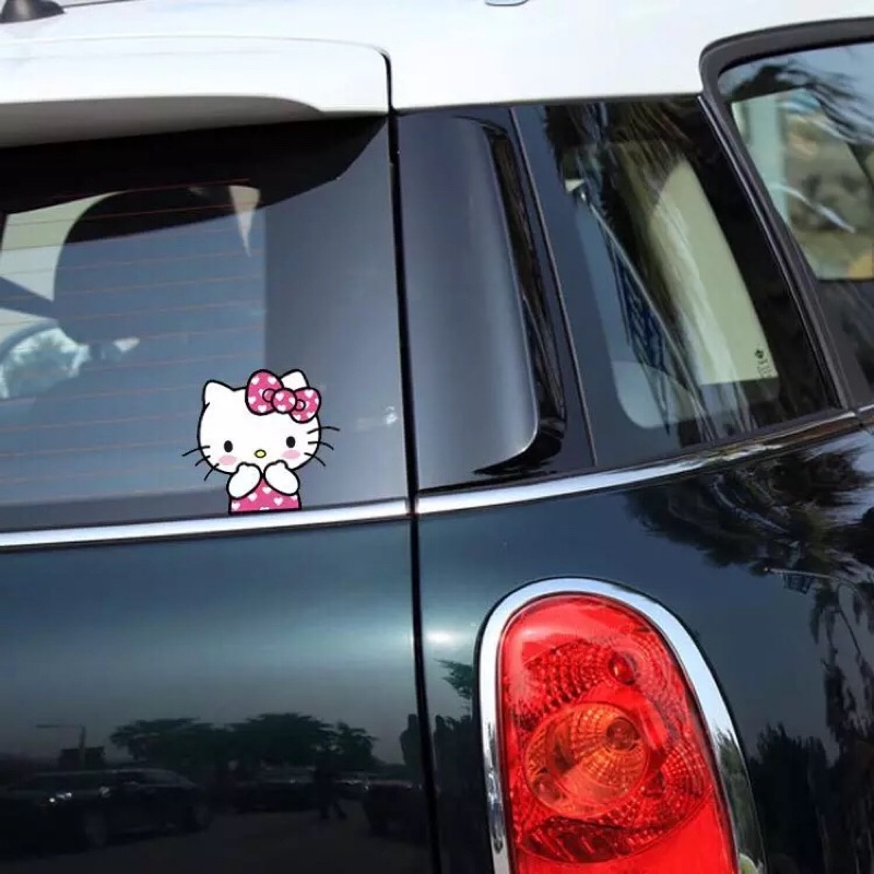 hello kitty 貼紙 可愛車貼  防水 遮醜貼 安全帽 行李箱 可愛貼紙 摩托車貼