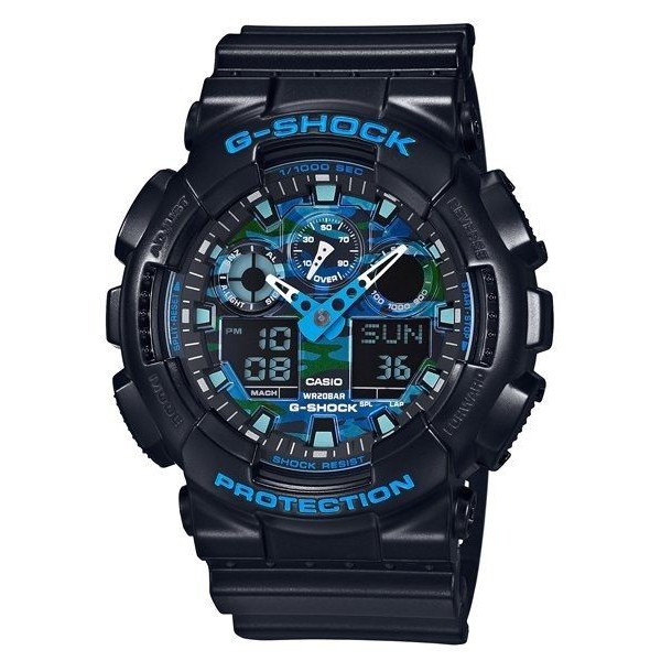 有發票 實體店面 台灣卡西歐公司貨【時間光廊】CASIO 卡西歐 G-SHOCK 黑藍 GA-100CB-1A 抗震