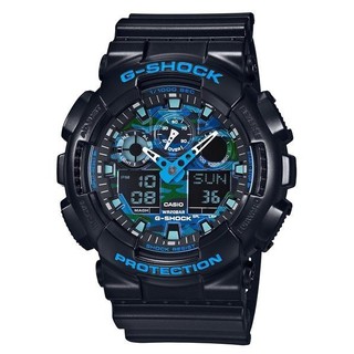 附發票 實體店面 臺灣卡西歐公司貨【時間光廊】CASIO 卡西歐 G-SHOCK 黑藍 GA-100CB-1A 抗震